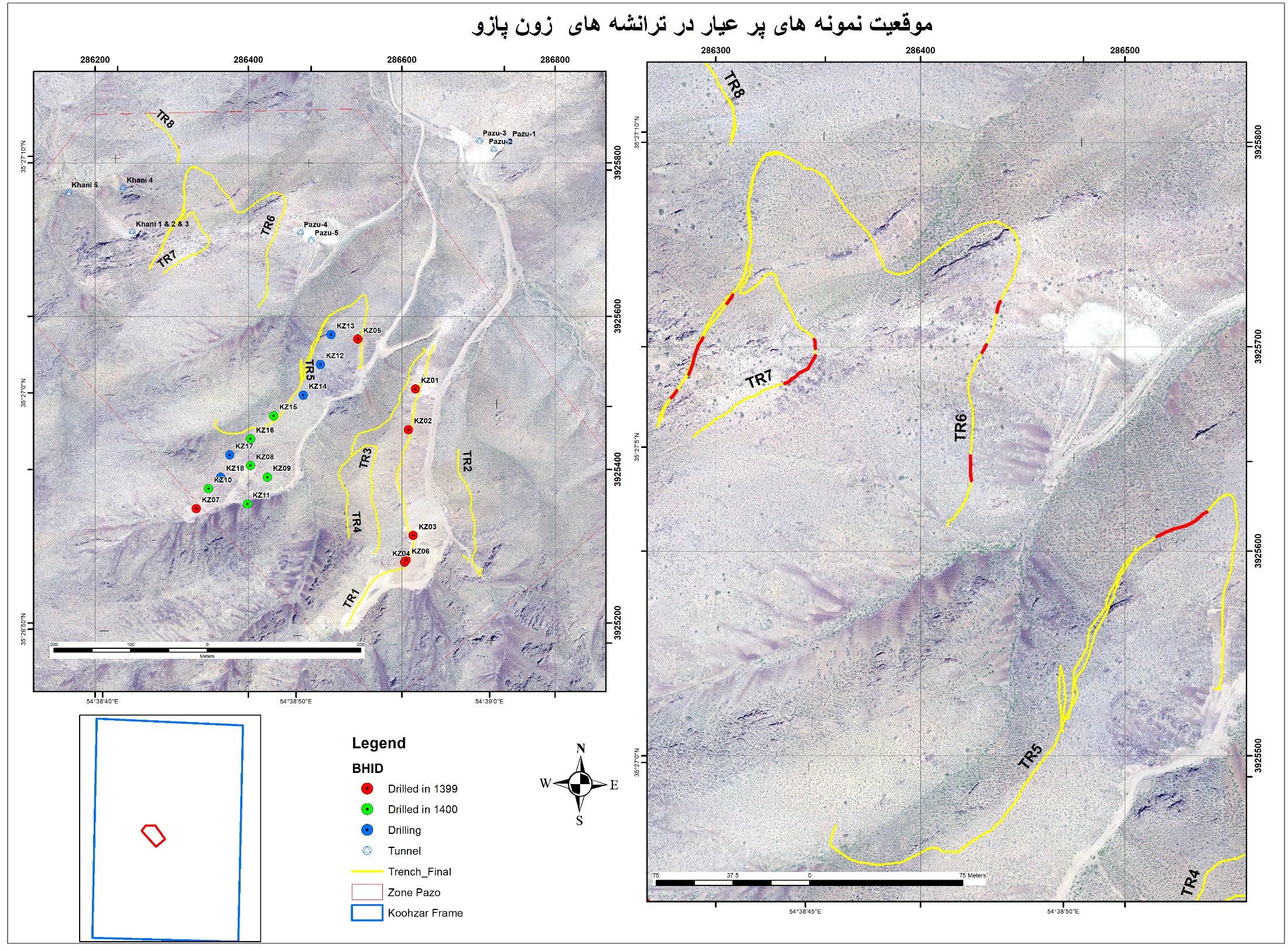 Satellite Trench Map TR1 to TR8 in Pazu Zone